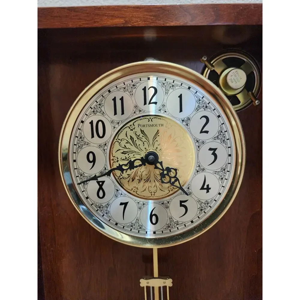 Hermle Hopewell Portsmouth Traditional Dark Wood Wall Clock 31” Decorative